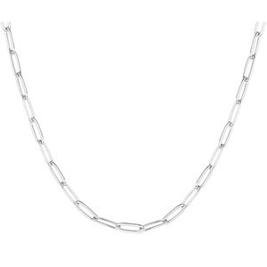 925 Solid Sterling Silver Paperclip Rolo Chain Necklace For Women Men 2.5mm